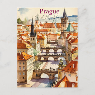 Praag Stad Tsjechië Kunst Vintage Reizen Briefkaart