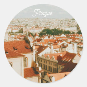 Praag stadsgezicht souvenir ronde sticker