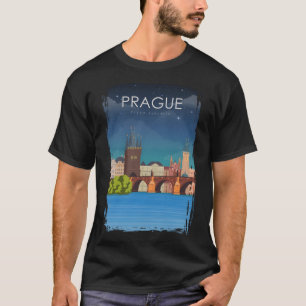Praag Tsjechië Bridge Minimal Retro T-shirt