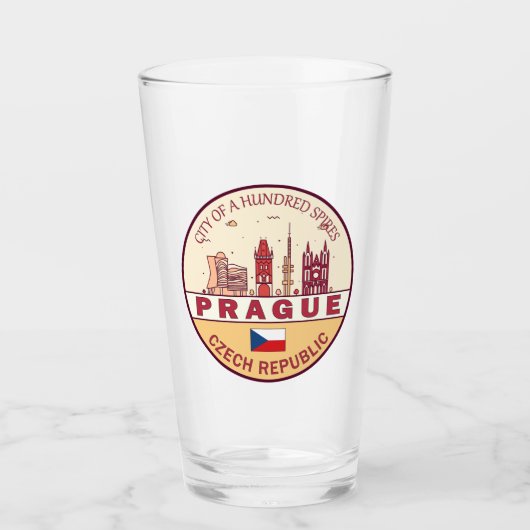 Praag Tsjechië City Skyline Embleem Glas (Voorkant)