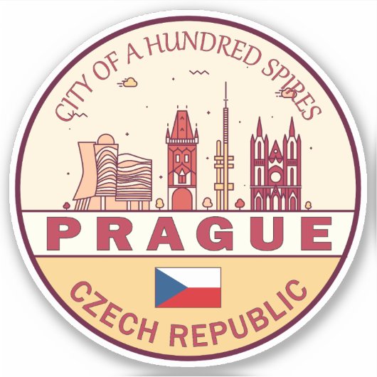 Praag Tsjechië City Skyline Embleem Sticker (Voorkant)