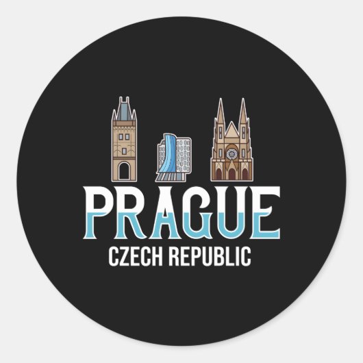 Praag Tsjechië City Skyline Map Travel Ronde Sticker (Voorkant)