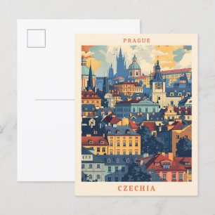 Praag Tsjechië Elegante Kunst Vintage Reizen Briefkaart