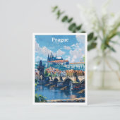 Praag Tsjechië Kunst Vintage Reizen Briefkaart (Staand voorkant)
