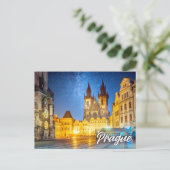 Praag, Tsjechië, na het donker Briefkaart (Staand voorkant)