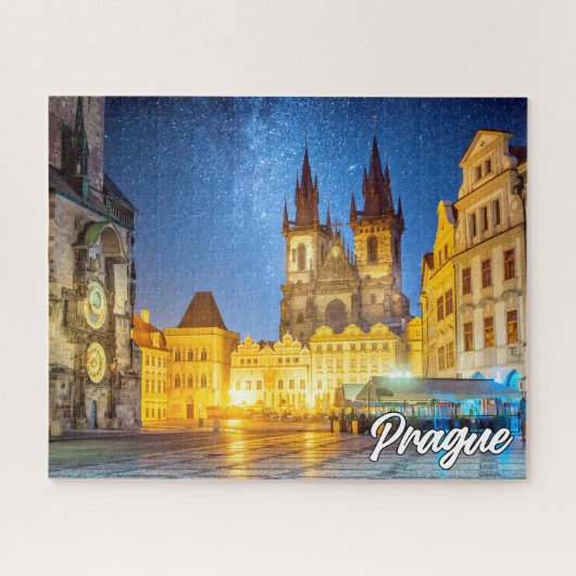 Praag, Tsjechië, na het donker Legpuzzel (Horizontaal)