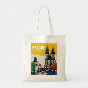 Praag Tsjechië Oude Stad Silhouet Collage Tote Bag