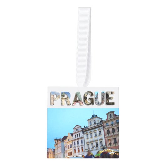 Praag Tsjechië Reisfoto's met kerstmis Kubus Ornament (Voorkant)
