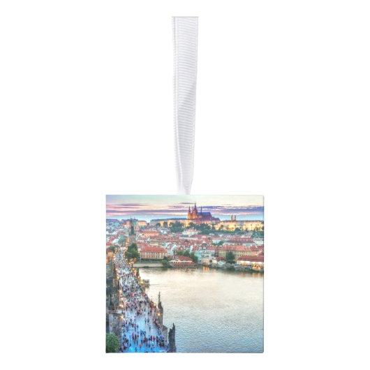 Praag Tsjechië Reisfoto's met kerstmis Kubus Ornament (Rechts)