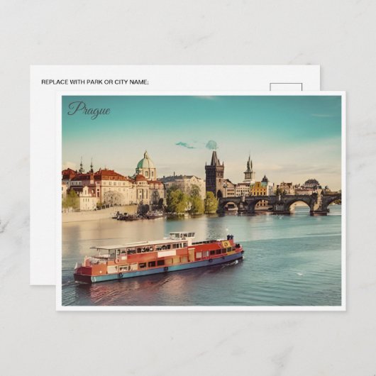 Praag Tsjechië Reizen illustratie Briefkaart (Voorkant / Achterkant)