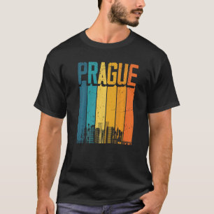 Praag Tsjechië Retro Sunset Skyline T-shirt