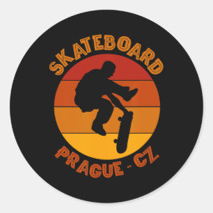 Praag Tsjechië Skateboarder Urn Skateboarden Ronde Sticker
