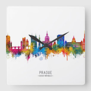 Praag Tsjechië Skyline Vierkante Klok