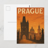 Praag Tsjechië Vintage Travel Briefkaart (Voorkant / Achterkant)