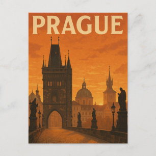 Praag Tsjechië Vintage Travel Briefkaart