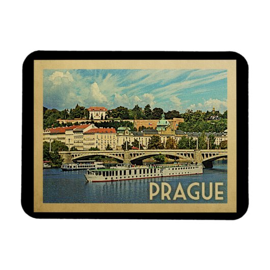 Praag Tsjechië Vintage Travel Magneet (Horizontaal)