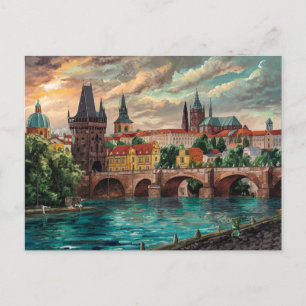 Praag, Tsjechië Waterverf schilderij Briefkaart