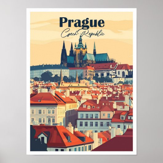 Praag Tsjechisch Kunstwerk Reizen Plaats illustrat Poster (Voorkant)