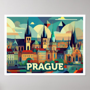 Praag Tsjechisch Reizen artistiek kleurrijk Poster