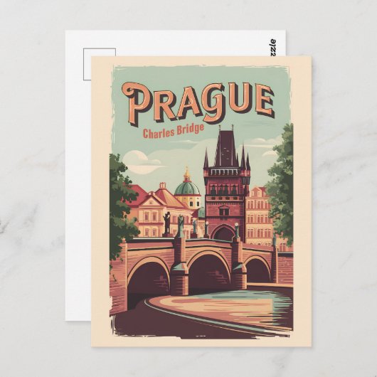 Praag Tsjechische Republiek Reiskunst  Briefkaart (Voorkant / Achterkant)