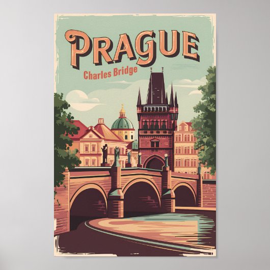 Praag Tsjechische Republiek Reiskunst  Poster (Voorkant)