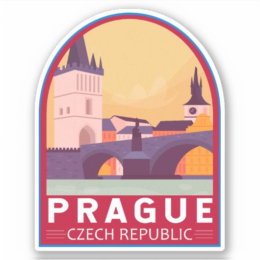 Praag Tsjechische Republiek Reiskunst Sticker (Voorkant)