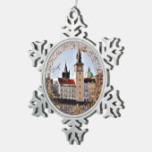 Praag, Tsjechische Republiek Snowflake Pewter Kers Tin Sneeuwvlok Ornament (Rechts)