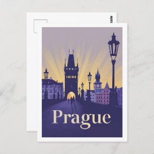 Praag Tsjechische Vintage Beroemde Reisplaats Briefkaart
