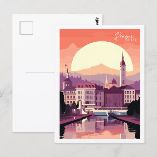 Praag Tsjechische vintage reisplaats illustratie Briefkaart