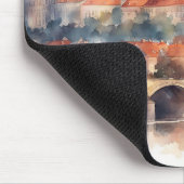 Praag Tsjechische Waterverf Panorama Uitzicht Muismat (Hoek)