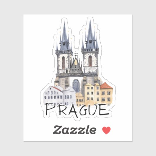 Praag Tyn Kerk Tsjechië Waterverf Sticker (Vel)