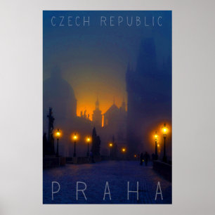 Praag van Night, Praag, Tsjechië Poster