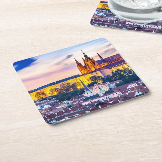 Praag Vierkante Kartonnen Onderzetter (Schuin)