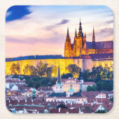 Praag Vierkante Kartonnen Onderzetter (Voorkant)