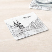  Praag Vierkante Kartonnen Onderzetter (Schuin)