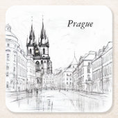  Praag Vierkante Kartonnen Onderzetter (Voorkant)