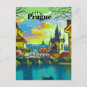 Praagse ansichtkaarten met fijne kunst Versierin Briefkaart