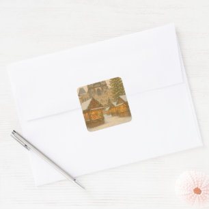 Praagse Kerstvakantie Kunst – Winter Vierkante Sticker