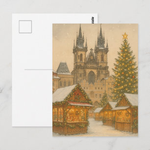 Praagse Kerstvakantie Kunstansichtkaart – Winter Briefkaart