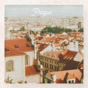 Praagse stadsgezichtsouvenir glazen onderzetter