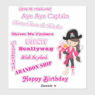 praat als een Girl Pirate Kapitein Sticker