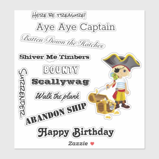 praat als een piraat Boy Sticker (Vel)