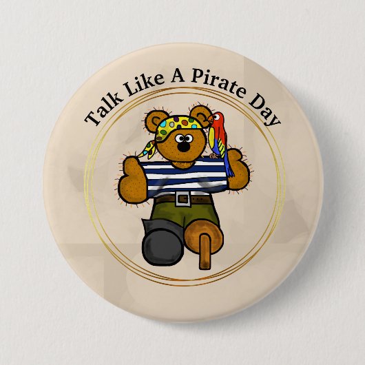Praat als een Pirate Day Teddy Bear Pirate Button (Voorkant)