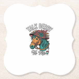 Praat Derby Paard Vintage Gravure Ontwerp Kartonnen Onderzetters
