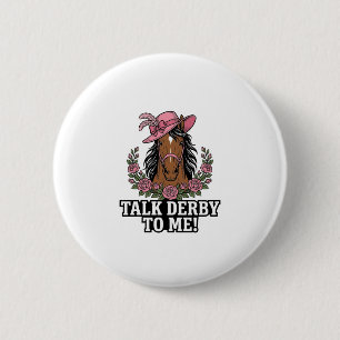 Praat Derby Tegen Mij Vintage Paard Roos Derby Des Ronde Button 5,7 Cm