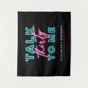 Praat Dertig Met Me Vies 30 Neon Blauw & Roze Wandkleed