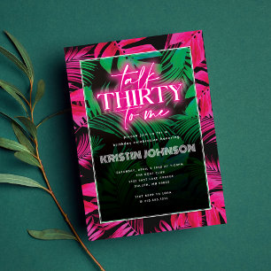 Praat Dertig tegen Me Neon Roze Tropisch 30e Verja Kaart