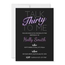 Praat dertig tegen me paarse neon verjaardagsuitno