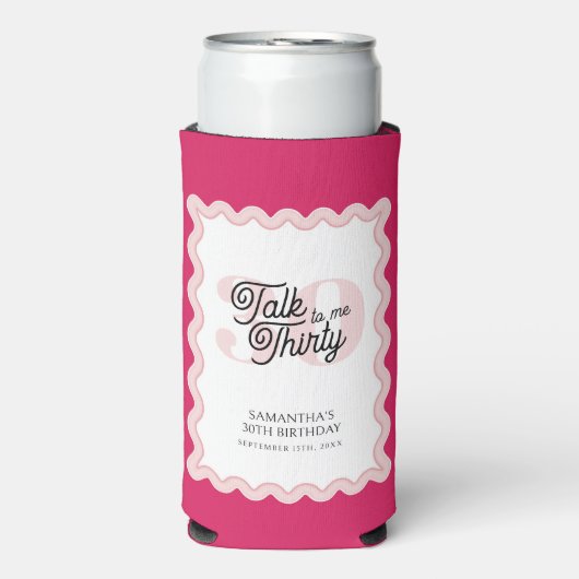 Praat Dertig tegen me Roze Curvy Retro 30e Verjaar (Seltzer Voorkant)