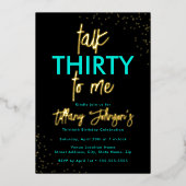 Praat Dertig Tegen Mij Leopard Blauwgroen Goud 30e Folie Uitnodiging (Voorkant)